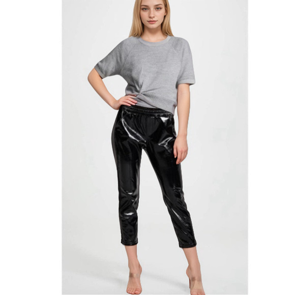 David Lerner Liquid Shine Cuffed Tapered Joggers Size S NWT Sold Out - Picture 1 of 7